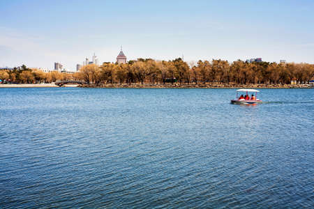 Lake view at springのeditorial素材