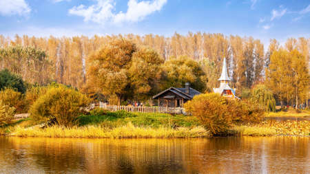 Volga manor autumn scenery of European architectureのeditorial素材