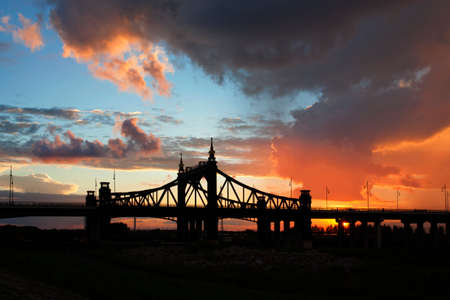bridge under sunsetの写真素材