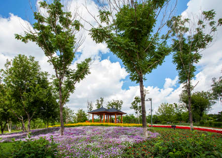 The blue sky and white clouds of Plant Flower Pavilion