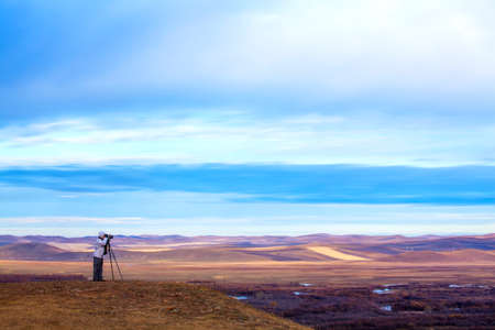 Autumn grassland in Eergu'Naの写真素材