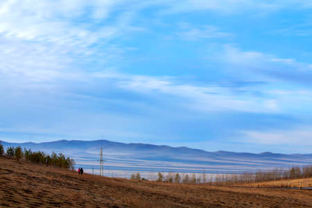 Autumn grassland in Eergu'Naの写真素材