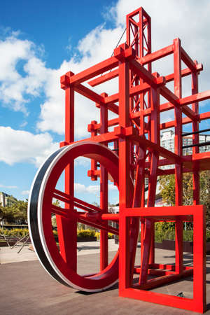 Railway wheel sculpture in  Middle East Railway Parkのeditorial素材
