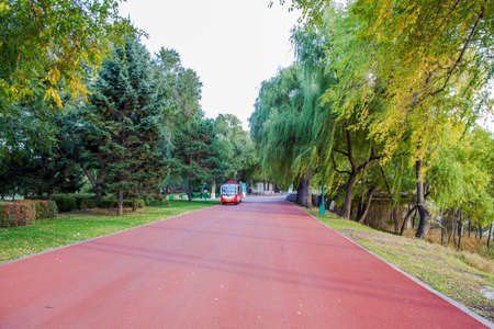 The car at road stationのeditorial素材