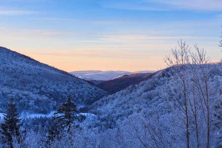 Clouds and winter sceneryの写真素材