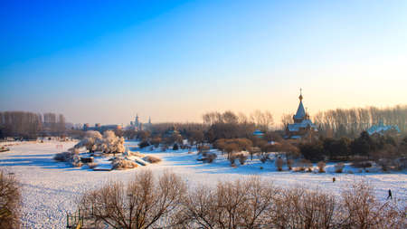 Winter Volga manor panoramaの写真素材