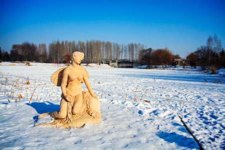 Winter Volga manor sculpture bathing girlの写真素材