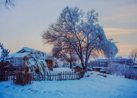Sunset in winter in Northeast Chinaのeditorial素材