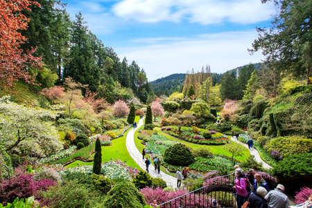 Bouchard garden panoramic view of flowers, trees, visitorsのeditorial素材
