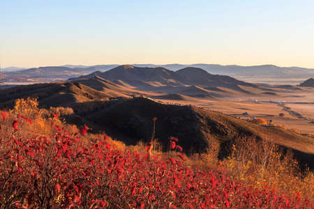 Red autumnal mountains in the northern Ulan Ulan gully