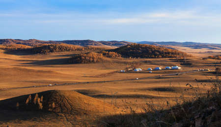 Early autumn morning of Ulan grassland in North gullyの写真素材