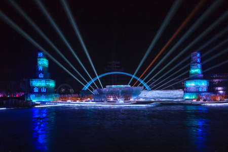 Light performance at Harbin International Ice and Snow Sculpture Festival