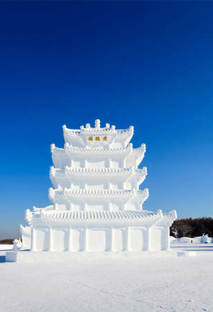 Yellow Crane Tower snow sculpture artのeditorial素材