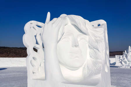 Girls head of snow ice artのeditorial素材