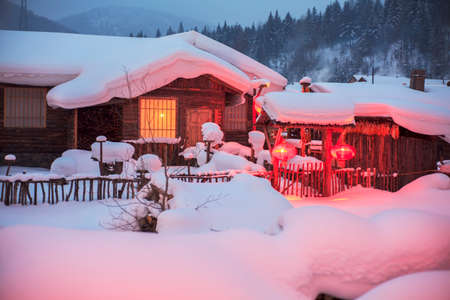 Winter snow  house in Chinaのeditorial素材