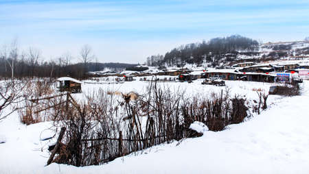 Rural winter snow sceneのeditorial素材