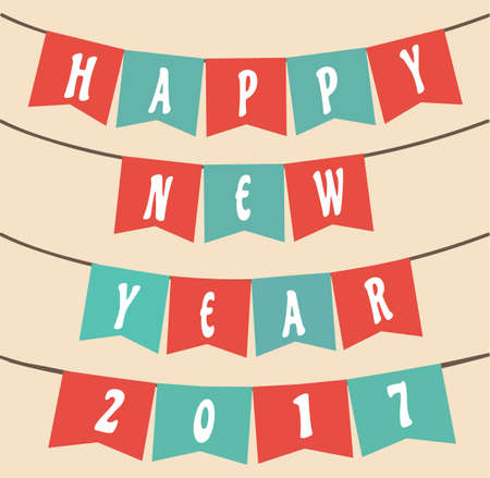 Ornamental Happy New Year 2017 - Happy New Year Flat - Design - Modern - Vectorのイラスト素材
