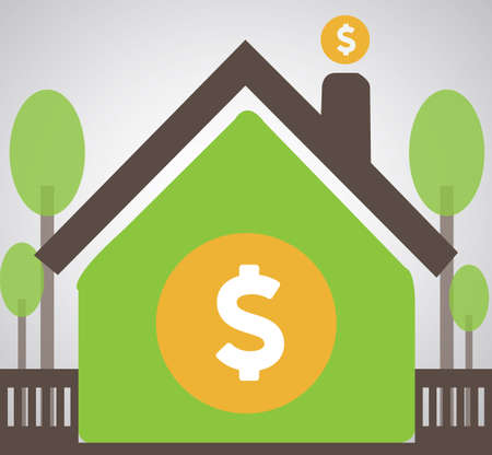 Home Money Saving Illustration Vector Flat - Money Coin Safe Home Into Stock -のイラスト素材