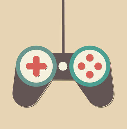 Joystick Joypad Game Controller Icon Logo Vintage Retro Illustration Stock Vector Flat