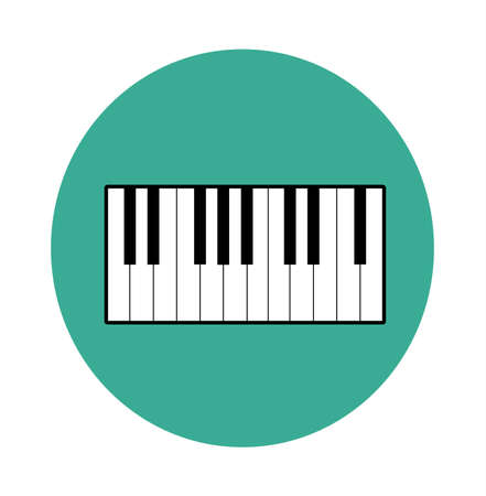 Piano Musical Instrument Icon Sign Isolated Flat Blue Circle Stockのイラスト素材