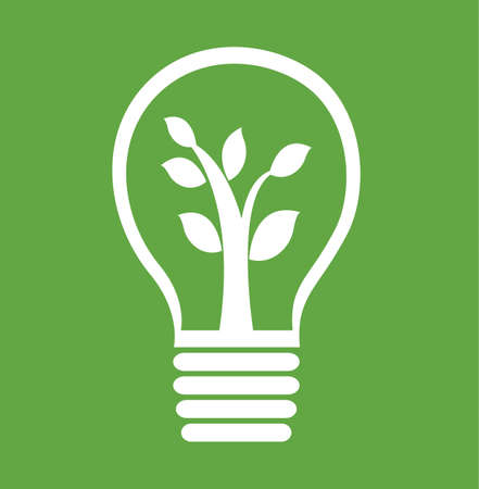 Eco Light Bulb Save Energy Green planet earth vector sign illustration stockのイラスト素材