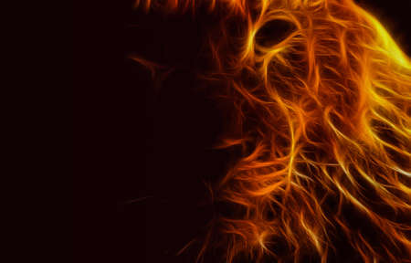 Abstract image lion flane darkness black background wallpaper color illustration stockの写真素材