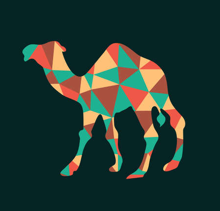 Camel-colored polygon flat design style icon vector logo stockのイラスト素材