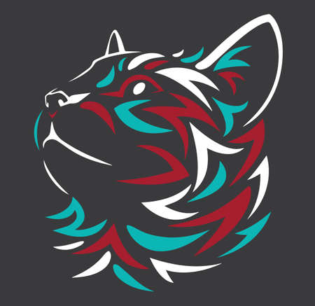Tribal face tattoo coloring cat vector logo design stockのイラスト素材