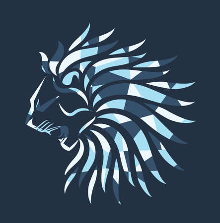 Lion polygon blue logo vector design stockのイラスト素材