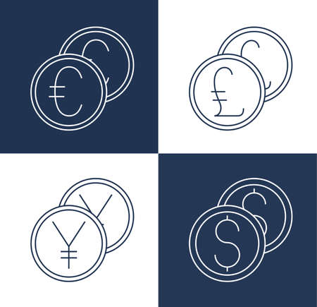 Money currency icon symbol - euro, dollar, yen, pound stock vectorのイラスト素材