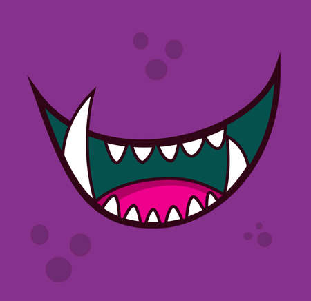 Monster open mouth face teeth cartoon avatar vector illustration stockのイラスト素材