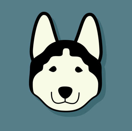 Husky dog ??logo design pet black and white vector illustration animal stockのイラスト素材
