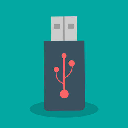 Usb flash drive icon in flat style. Vector stock.のイラスト素材