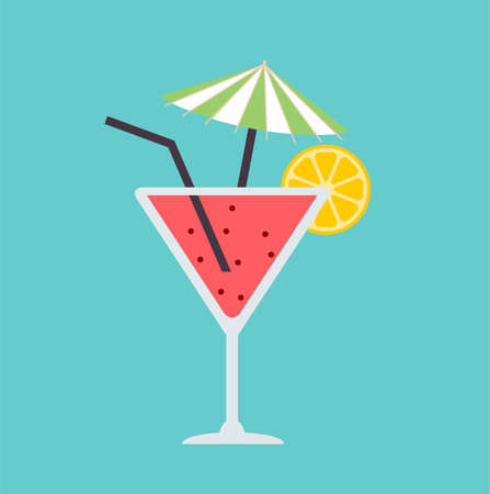 Cocktail in flat style. Cocktail party design. Vector stock.のイラスト素材
