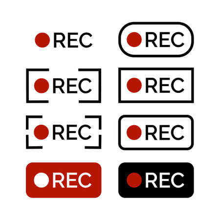 Set recording sign isolated on white background. Rec icons. Rec sign buttons. Vector stockのイラスト素材