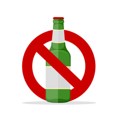 No alcohol symbol design isolated on white background. No alcohol sign. Prohibiting alcohol beverages. Vector stockのイラスト素材