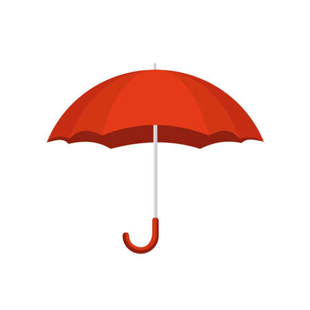 Red umbrella isolated on white background. Colorful umbrella for rain and sun. Vector stockのイラスト素材