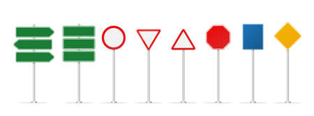 Set road signs isolated on white background. Traffic signs. Vector stockのイラスト素材