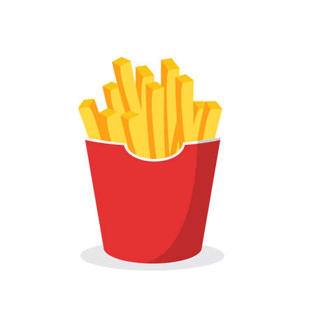 French fries isolated on white background. Potato sticks. Fast food snack. Street food concept. Vector stockのイラスト素材