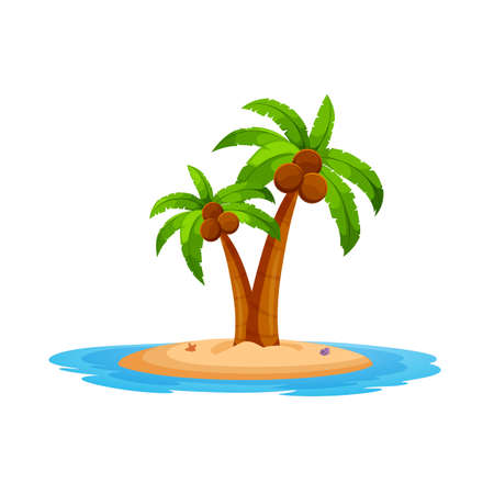 Trees palm beach in island summer icon isolated on white background.のイラスト素材