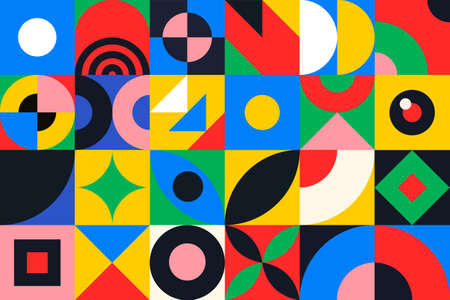 Colorful bauhaus background. Mosaic pattern. Trendy geometric design. Modern abstract design. Vector...