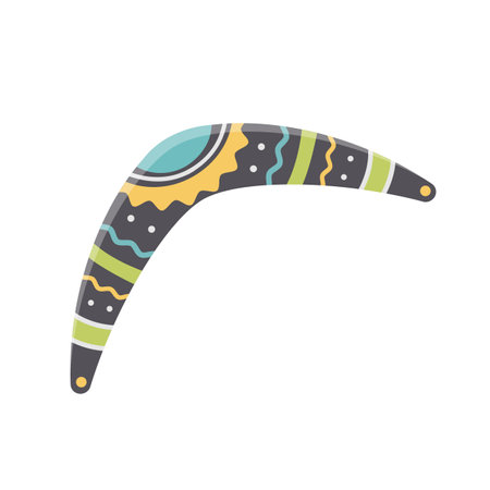 Australian boomerang isolated on white background. Aboriginal wooden boomerang. Vector stockのイラスト素材