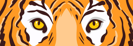 Close up eyes of tiger. Tiger head background. Vector stockのイラスト素材
