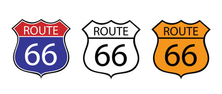 Route 66 set signs isolated on white background. Vector stockのイラスト素材