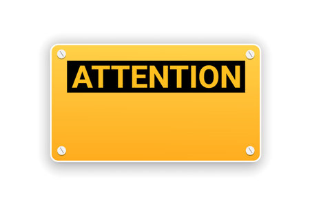 Blank attention sign isolated on white background. Caution yellow sign. Vector stockのイラスト素材