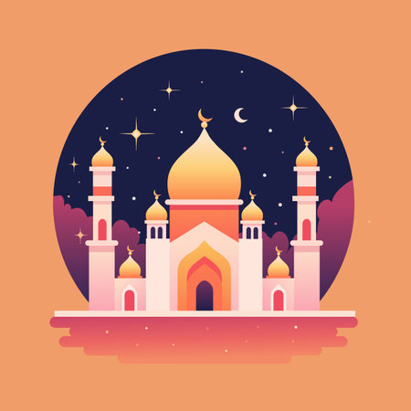 Mosque islam structure in flat style. Ramadan kareem concept. Vector stockのイラスト素材