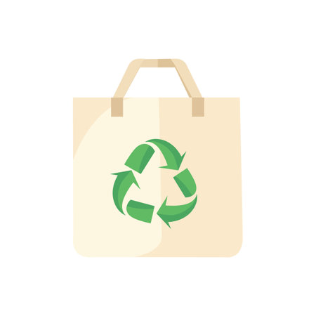 Eco paper bag isolated on white background. Eco cloth tote bag. Care about the Environment. Vector stockのイラスト素材
