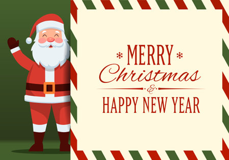 Merry christmas design with santa claus. Christmas greeting template design. Vector stockのイラスト素材