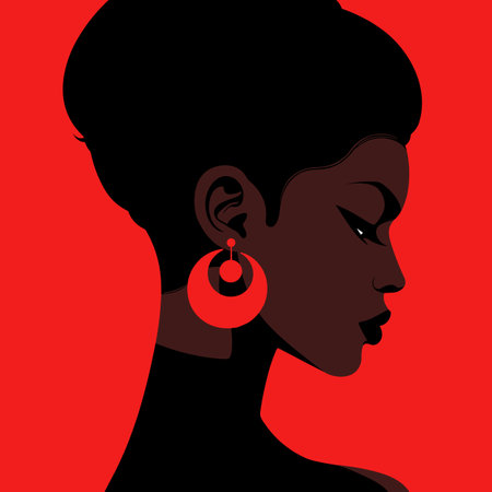 Black woman modern icon avatar. African woman design. Abstract contemporary poster. Wall art design. Vector stockのイラスト素材
