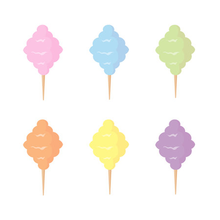 Set cotton candy isolated on white background. Candy floss. Vector stockのイラスト素材